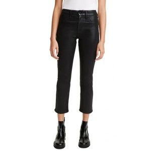 Jen7 by 7 For All Mankind 7FAM NWT Coated Ankle Straight Leg Jeans Black 0 New